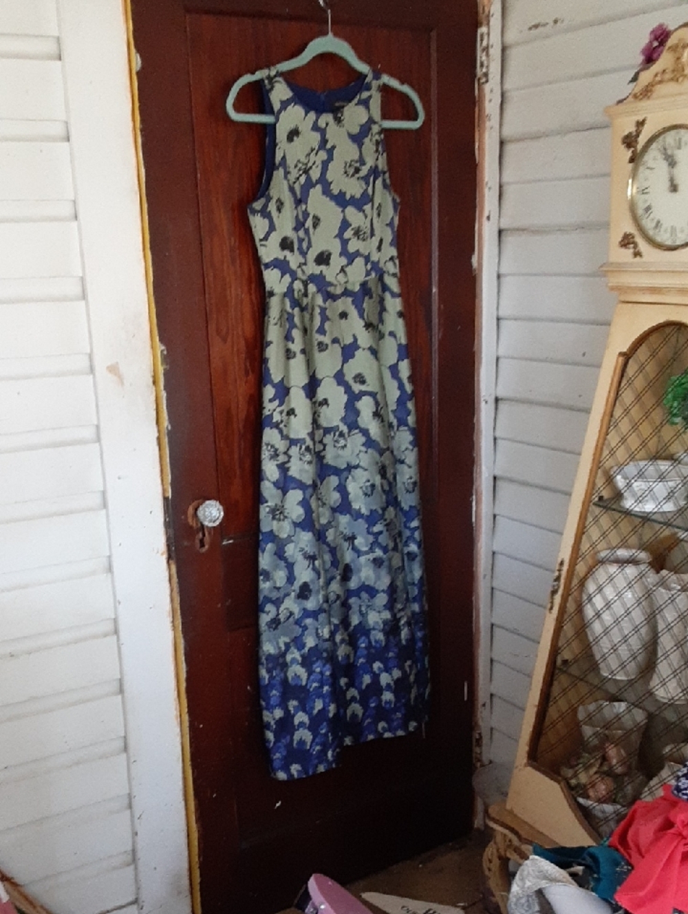 Banbana Republic Sleeveless Floral Maxi Dress in Blue and Green